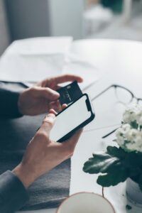 using online banking app on smartphone