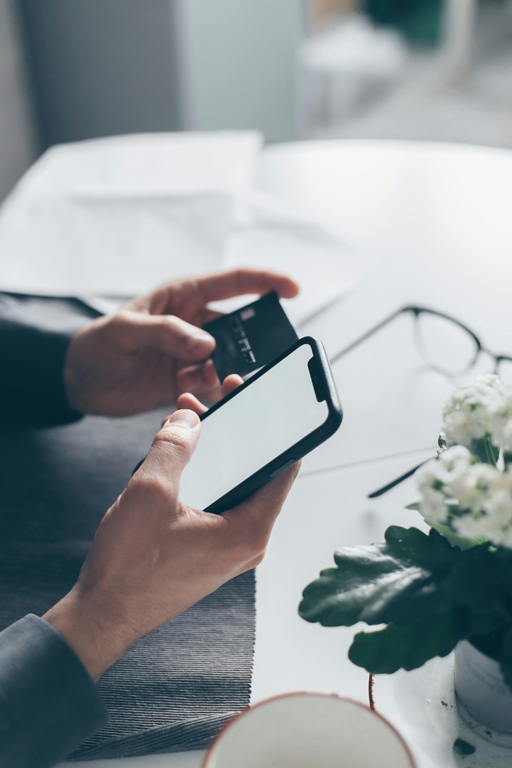 using online banking app on smartphone